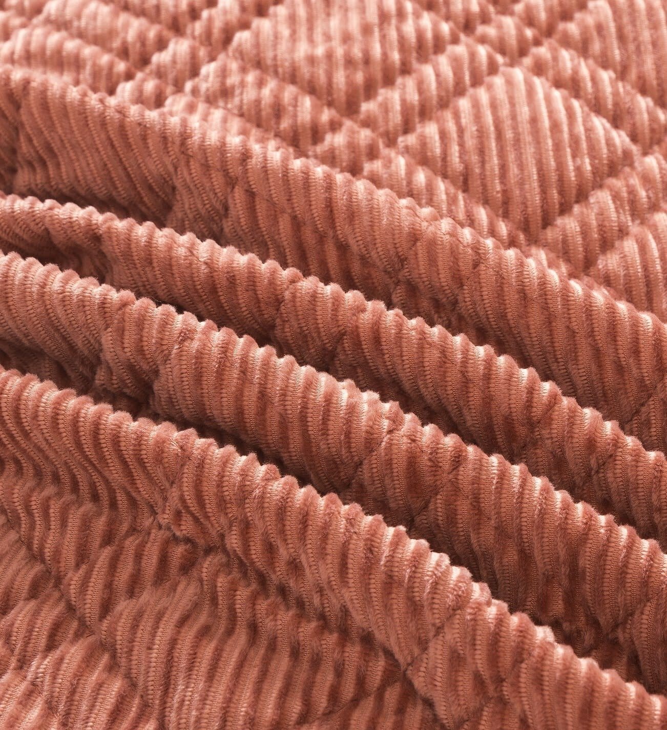 Terracotta Coral Brick Orange Soft Velour Corduroy Bedspread Set (JHW952)
