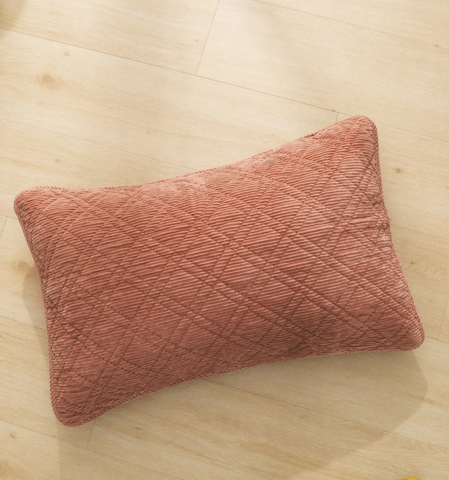 Terracotta Coral Brick Orange Soft Velour Corduroy Bedspread Set (JHW952)