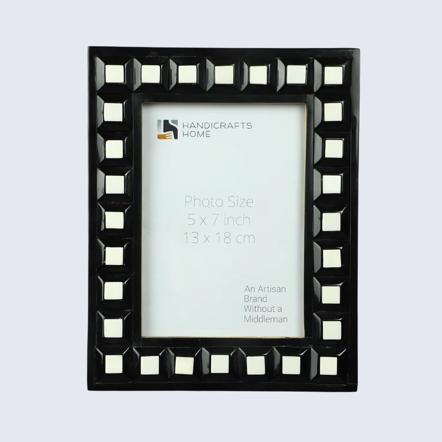Black & White Square Resin Inlay Photo Frame - 5x7