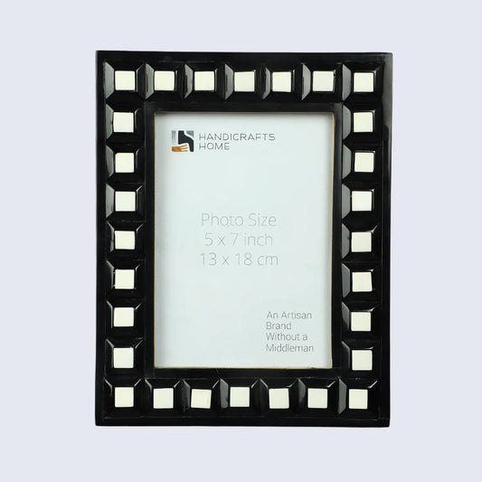 Black & White Square Resin Inlay Photo Frame - 5x7