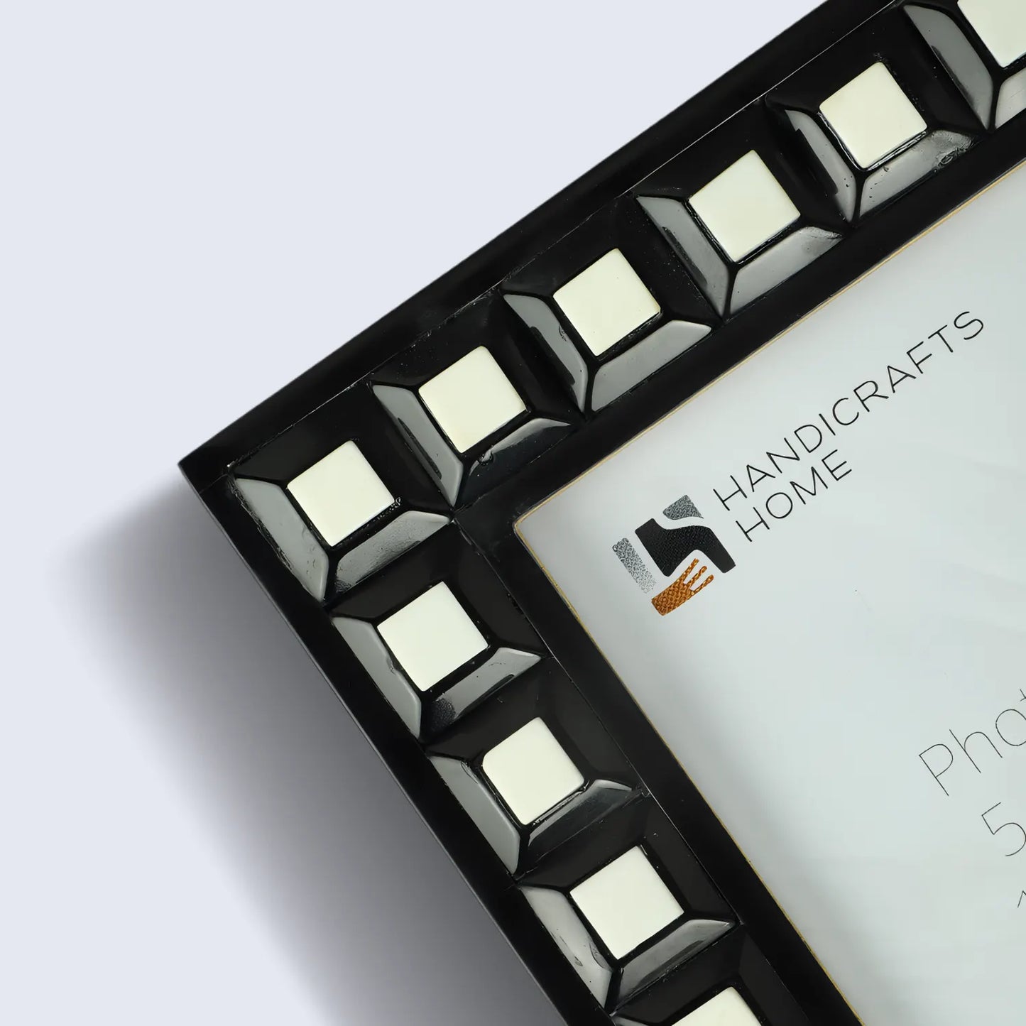 Black & White Square Resin Inlay Photo Frame - 5x7