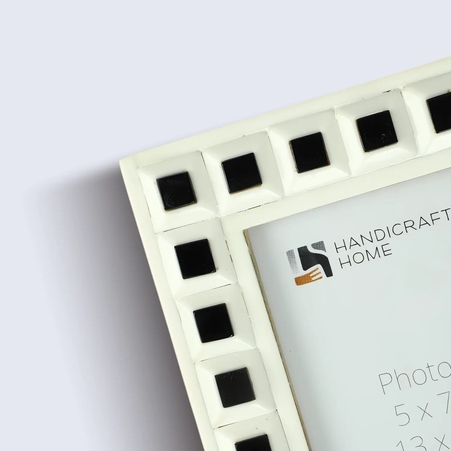 Black & White Square Resin Inlay Photo Frame - 5x7