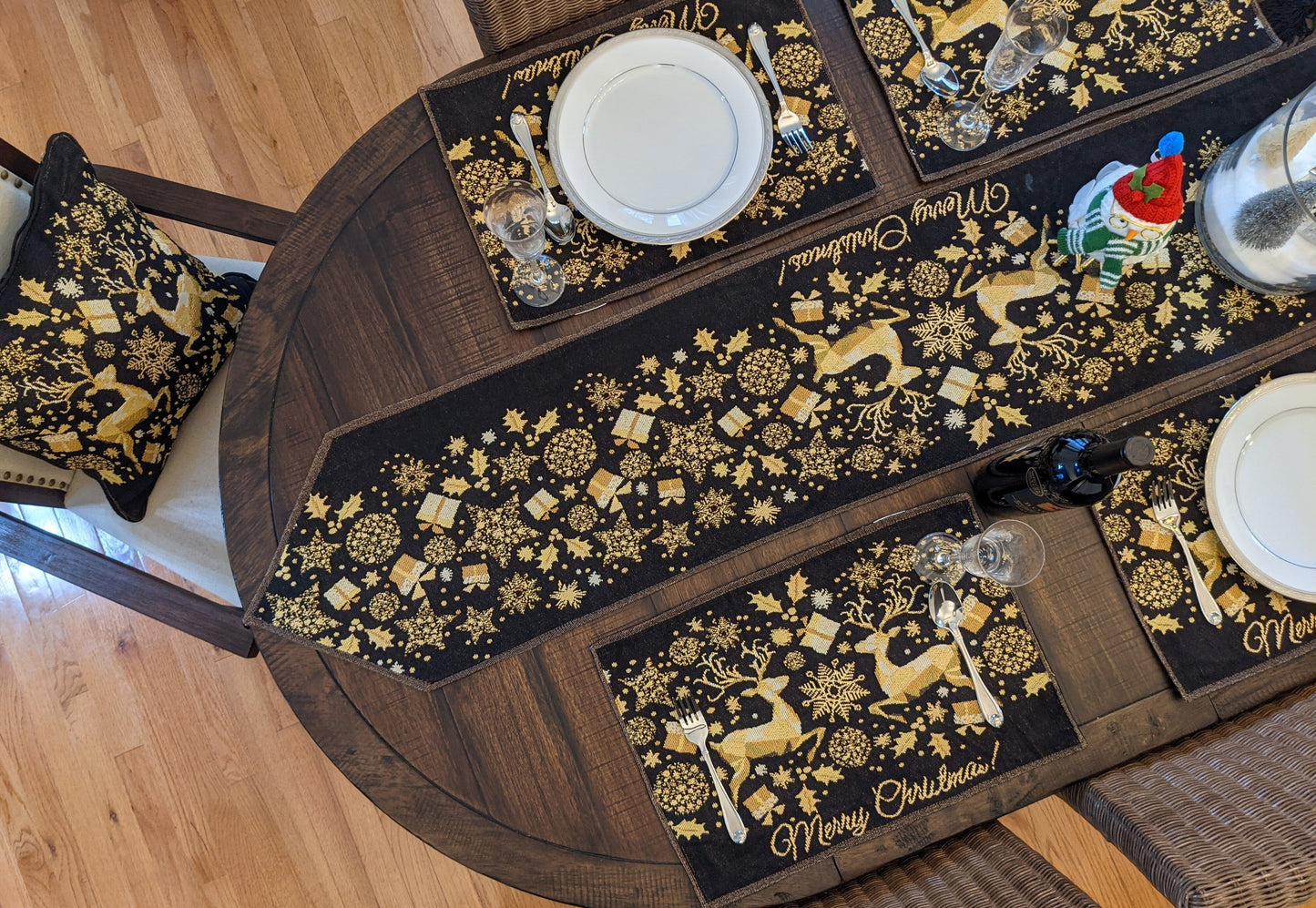 Magical Golden Reindeer Woven Tapestry Dining Table Placemats Set of 4