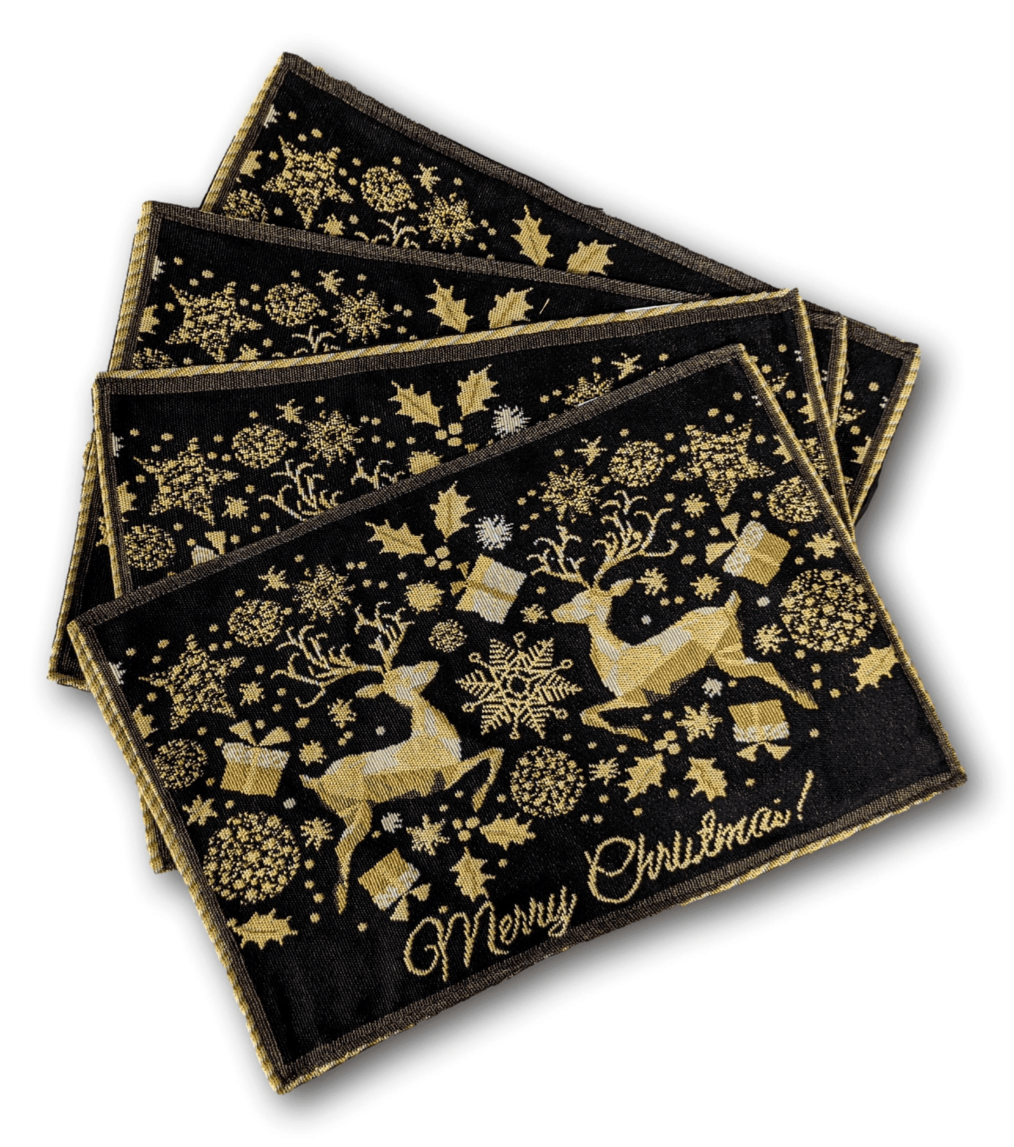 Magical Golden Reindeer Woven Tapestry Dining Table Placemats Set of 4