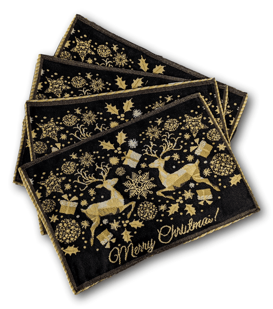 Magical Golden Reindeer Woven Tapestry Dining Table Placemats Set of 4