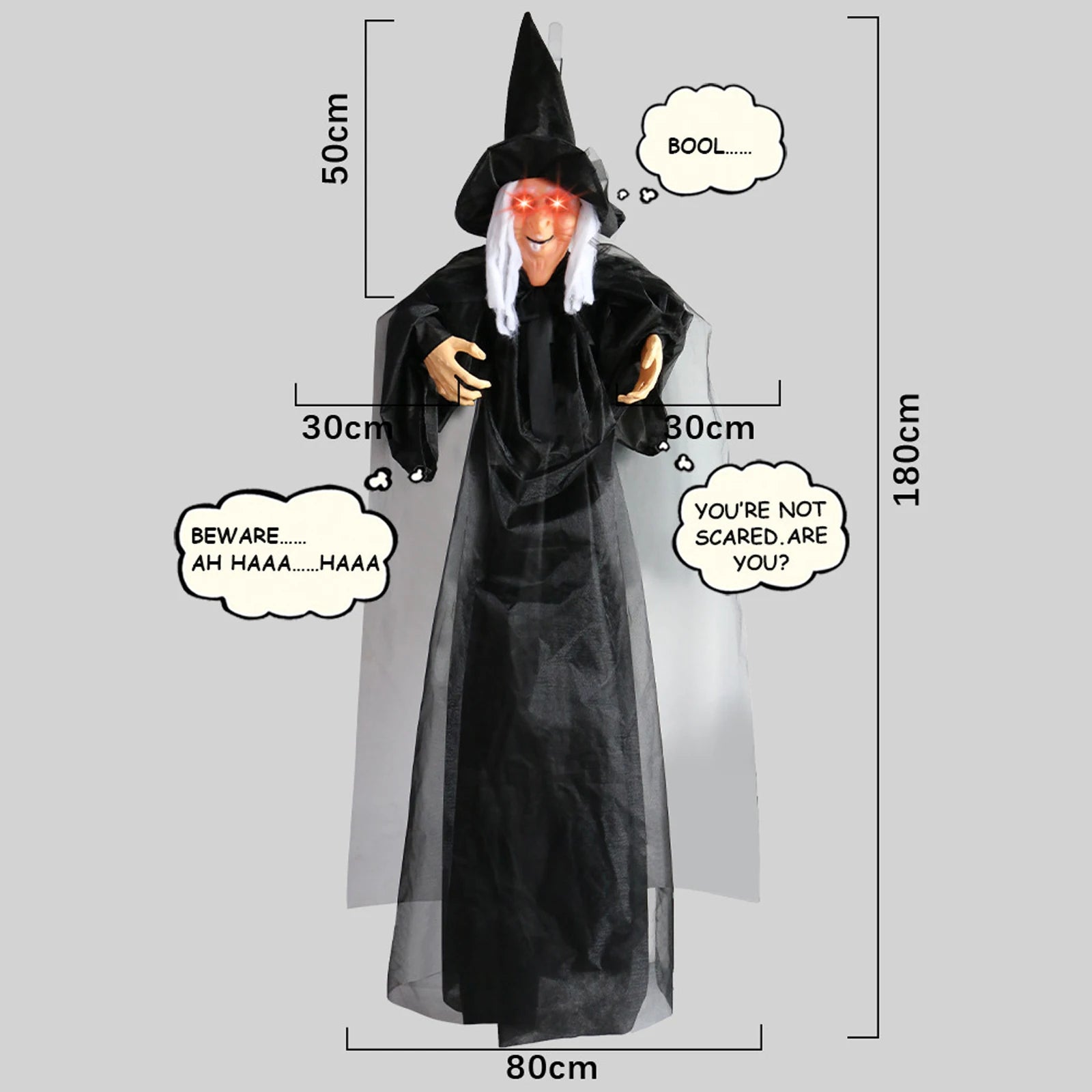 7 Styles Hot Halloween Electronic Witch Decor, Life-size Hanging Witch Halloween Decor, Scary Flying Electronic Witch For Decor