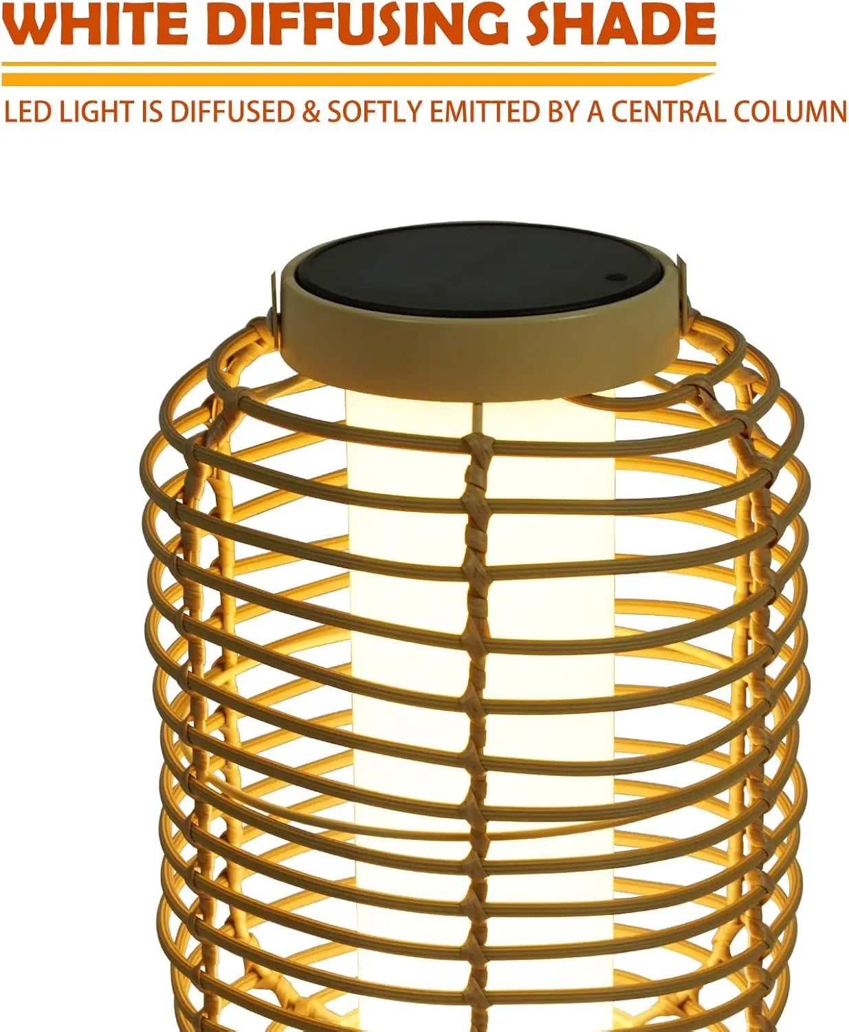 Boho Solar Wicker Floor Lamps, Set of 2, Outdoor LED