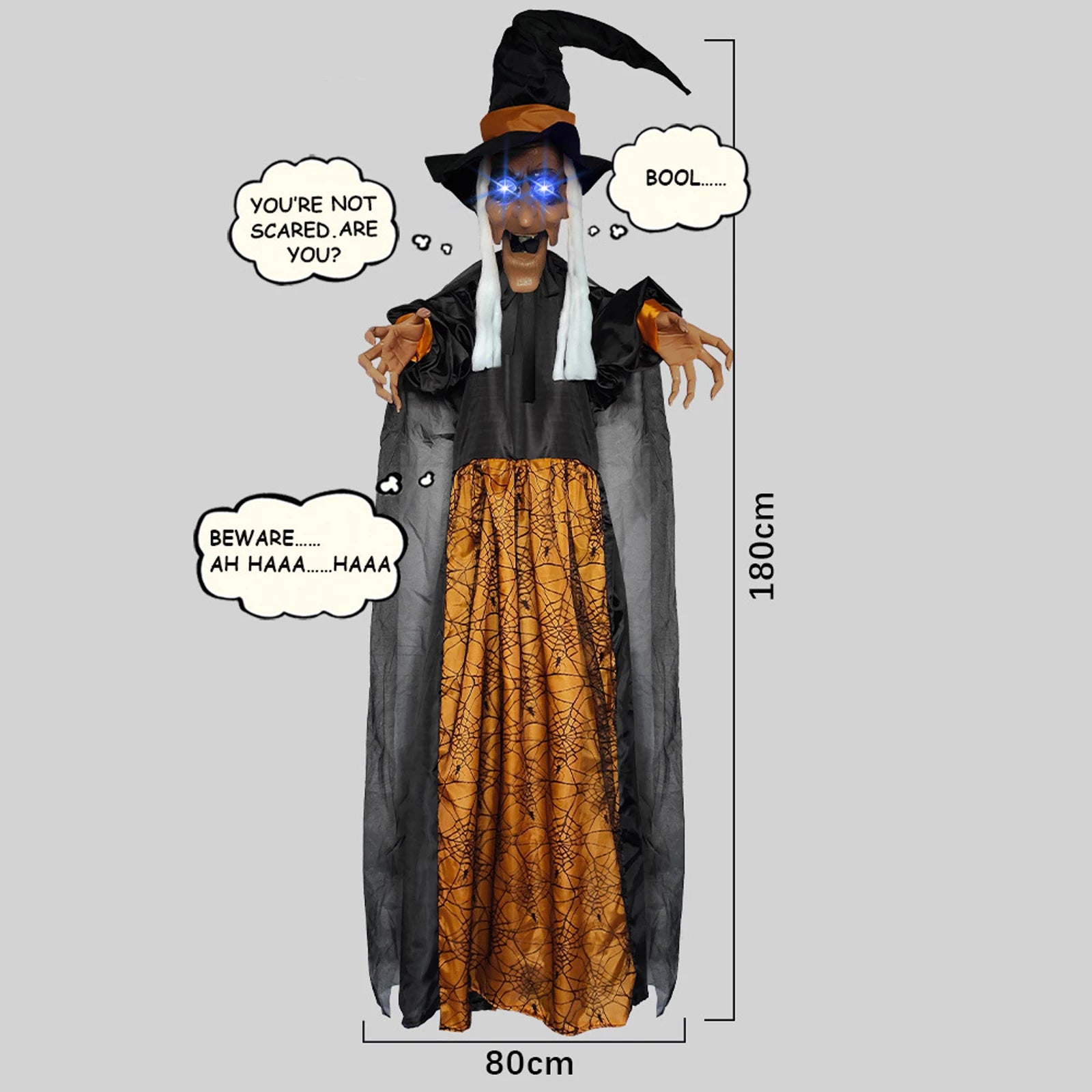 7 Styles Hot Halloween Electronic Witch Decor, Life-size Hanging Witch Halloween Decor, Scary Flying Electronic Witch For Decor