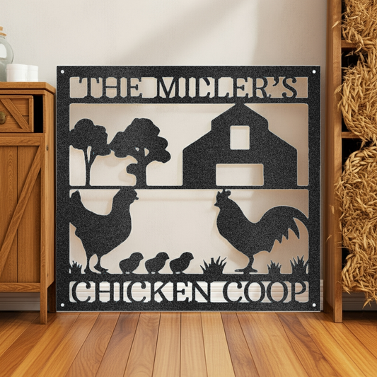 Custom Chicken Coop Metal Sign - Personalized Farm Life Wall Decor
