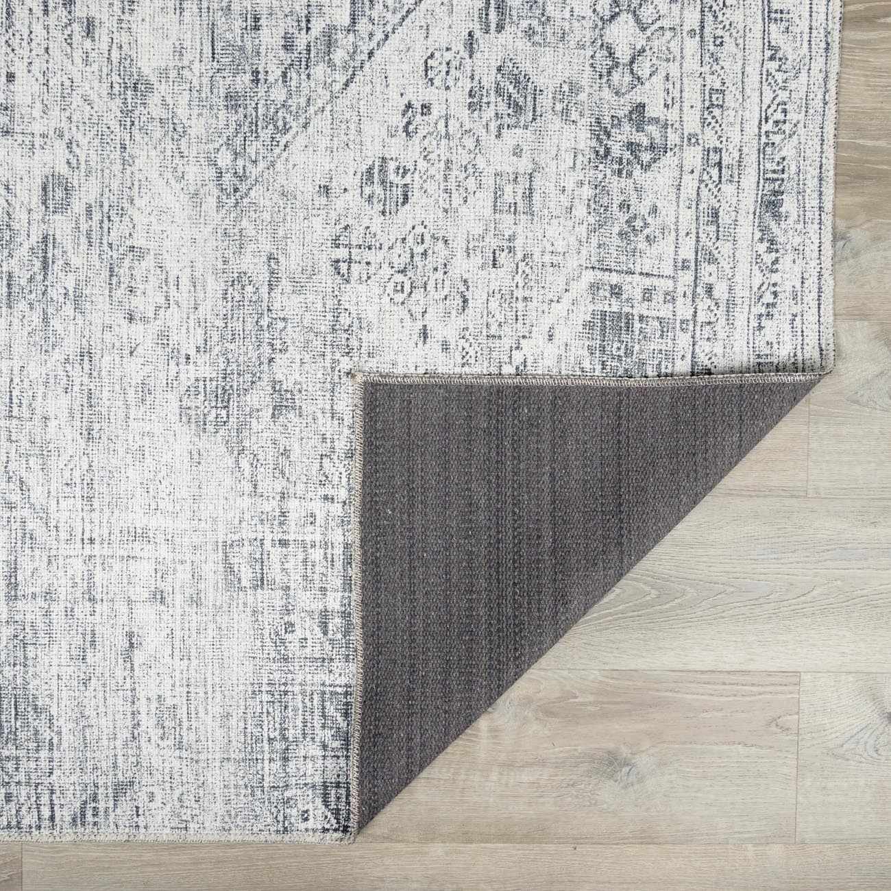 Barny Gray Blue Cozy Washable Rug Delight