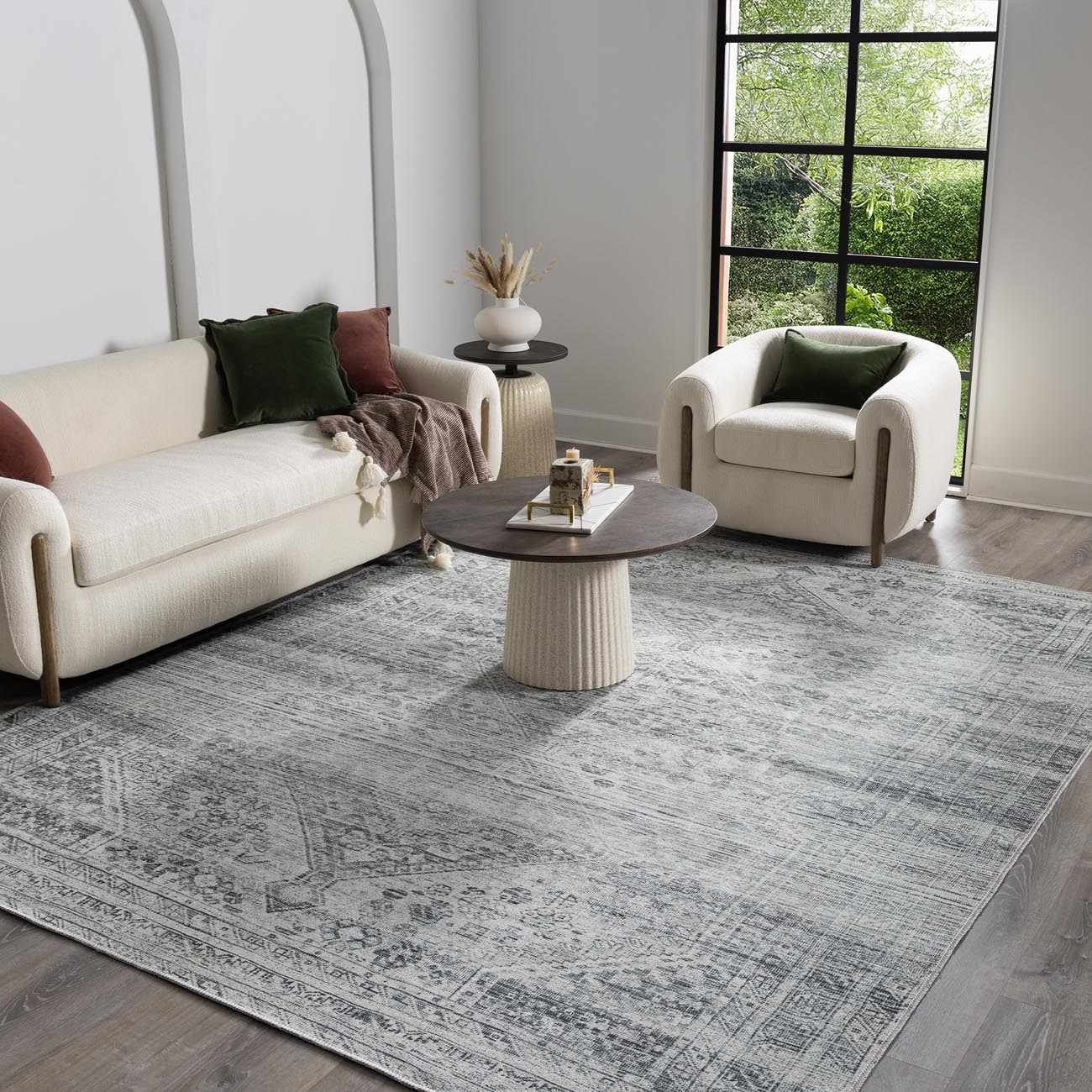 Barny Gray Blue Cozy Washable Rug Delight