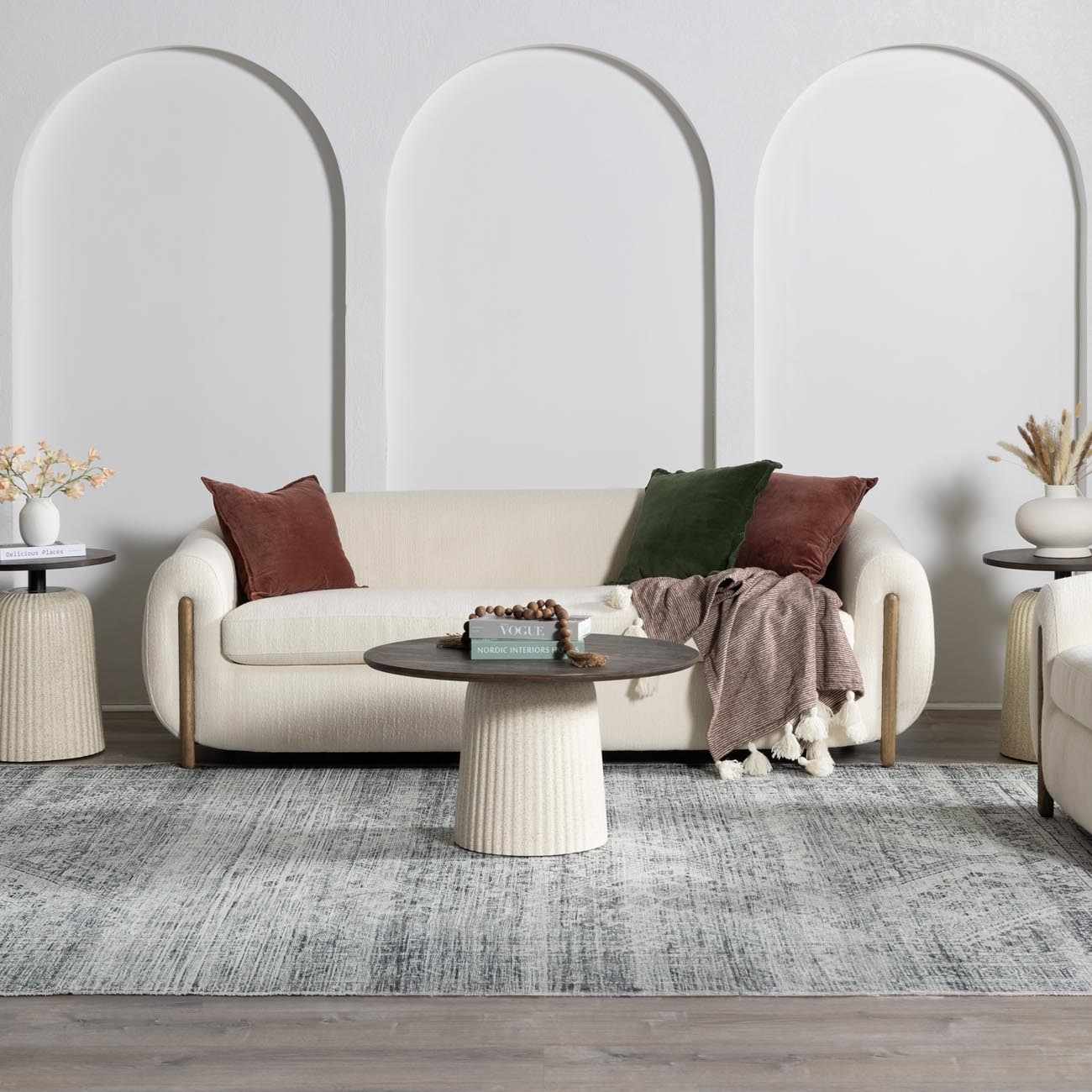 Barny Gray Blue Cozy Washable Rug Delight