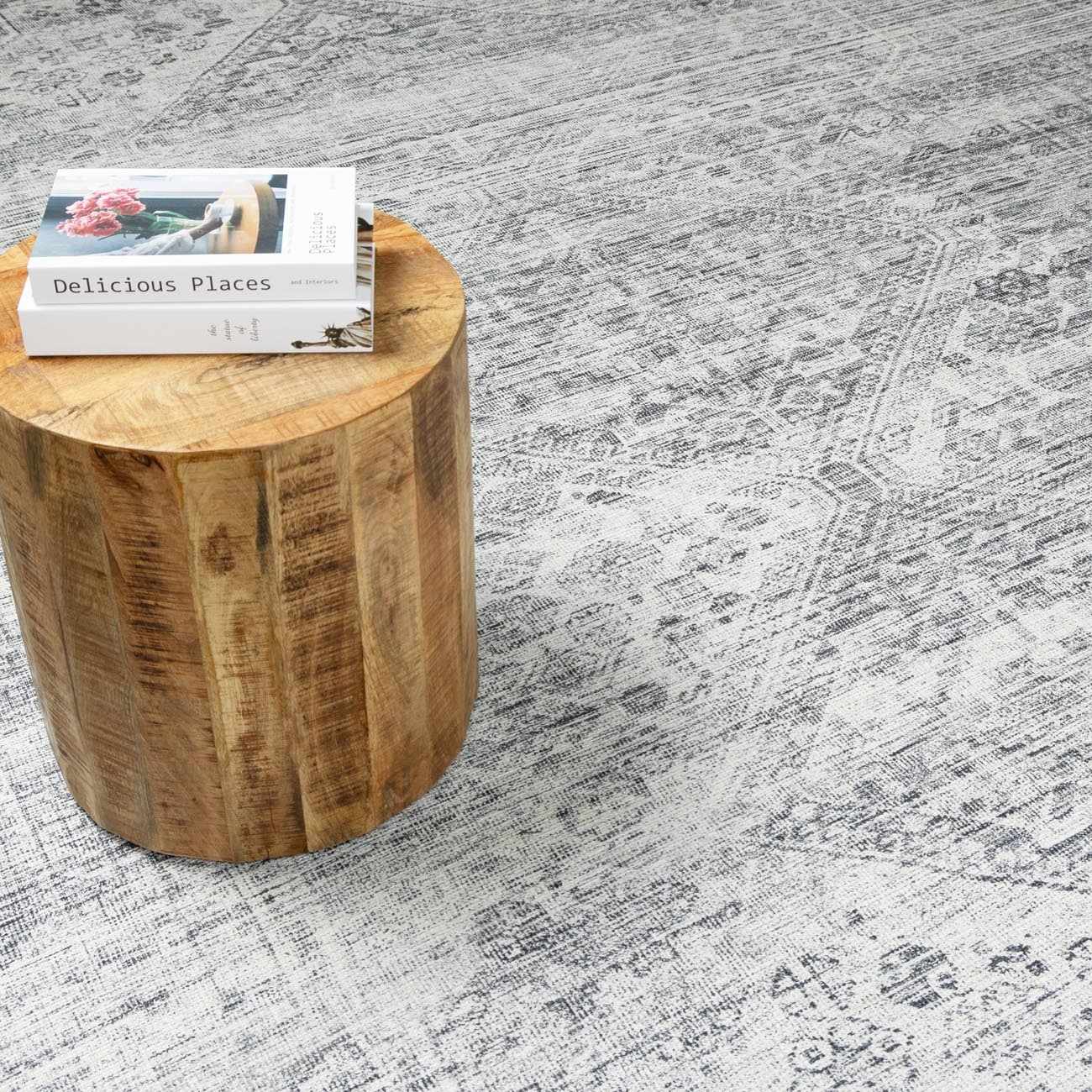 Barny Gray Blue Cozy Washable Rug Delight