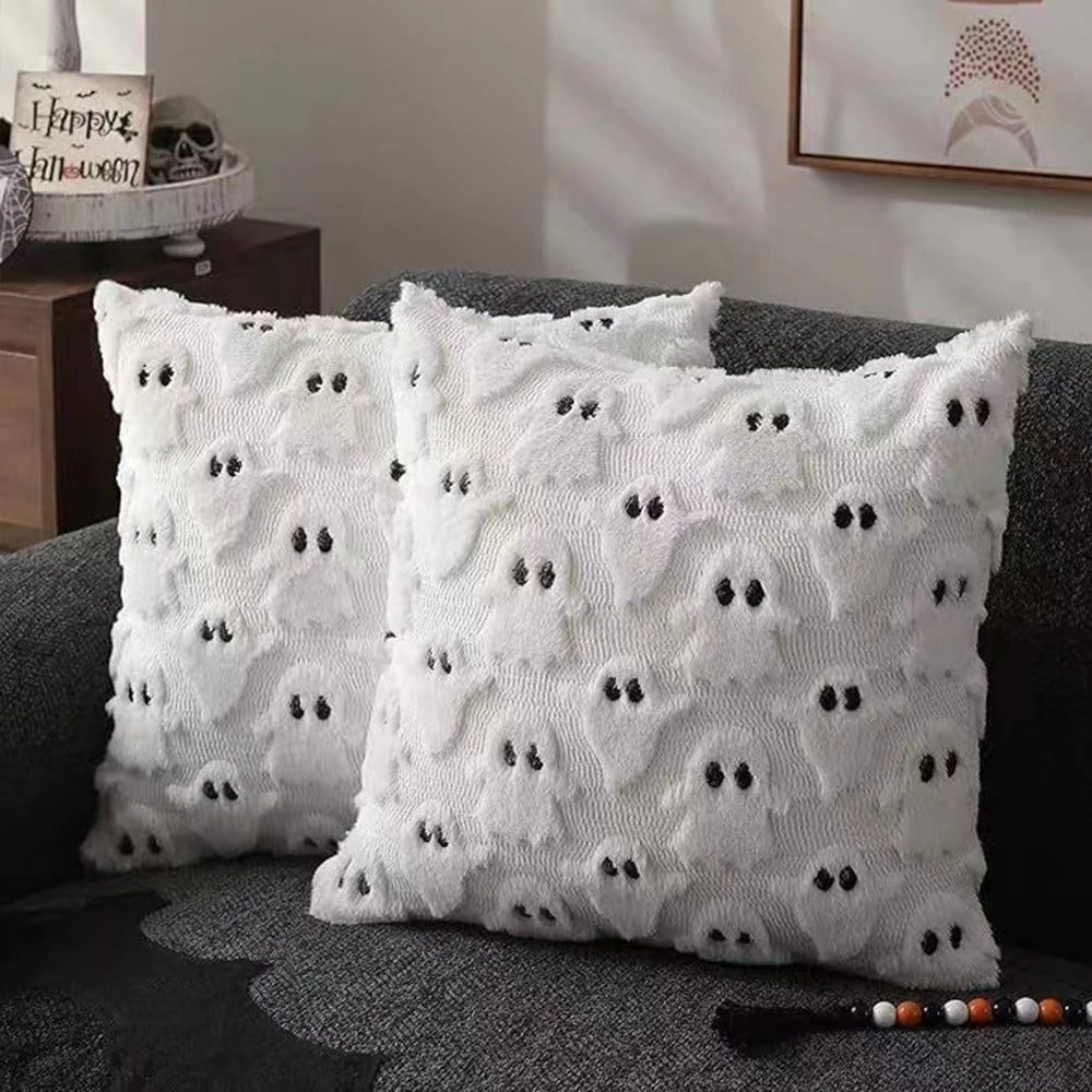 BUYNOW Halloween Quilting Throw Pillow Covers Traditional Style Soft Plush Geometric Ghost Halloween Pillow Cover Home Decor