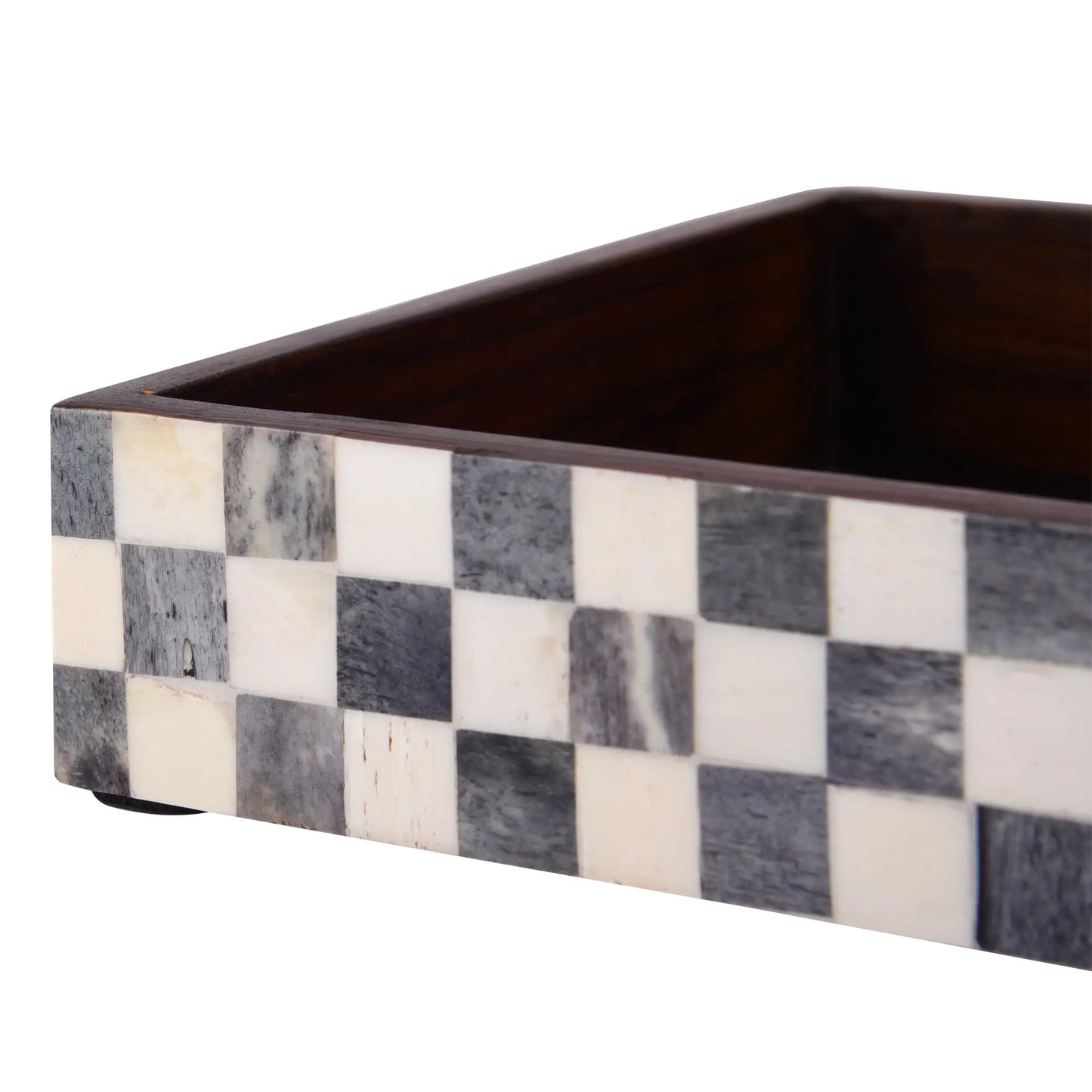 Vanity Trays Parlour Checkered Pattern Bone Inlay Collection in 10x6