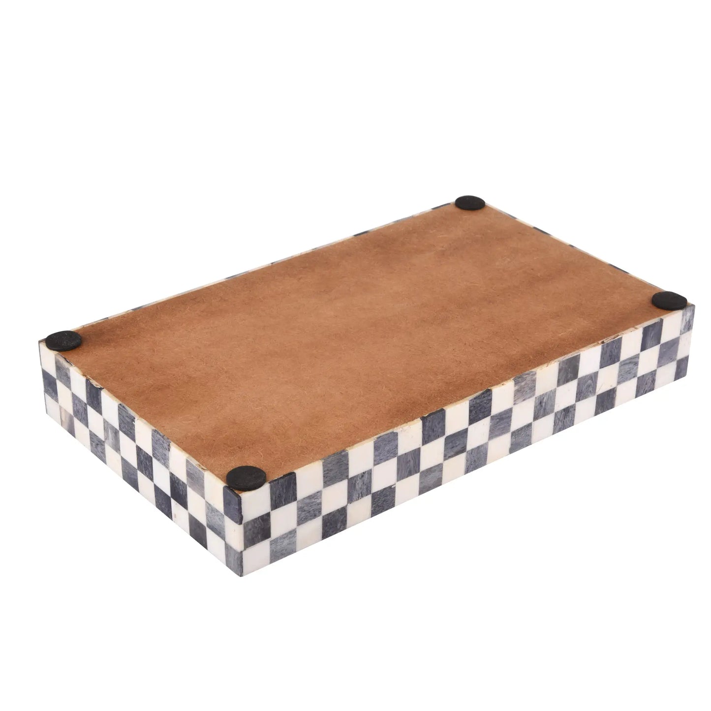 Vanity Trays Parlour Checkered Pattern Bone Inlay Collection in 10x6