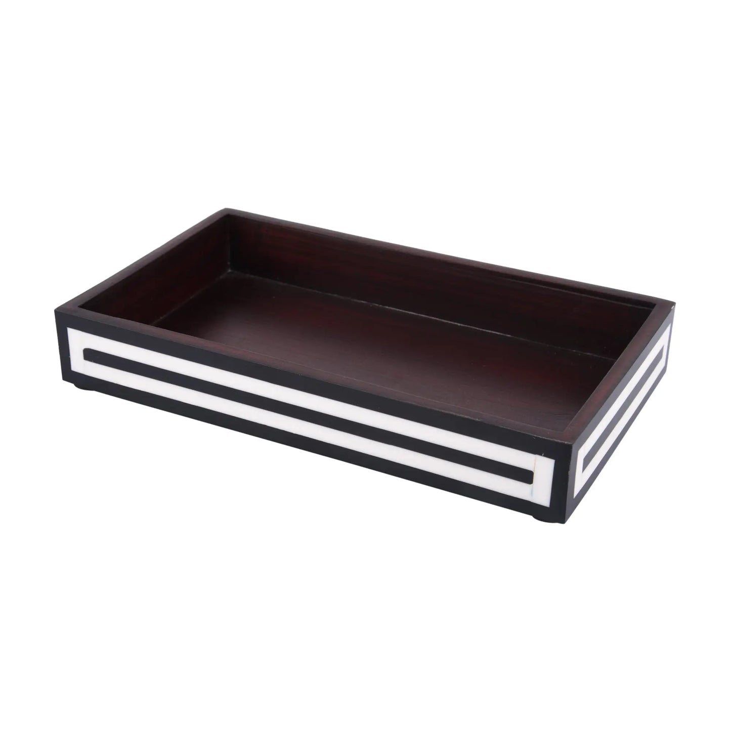 Vanity Trays Parlour Concentric Pattern Wood & Resin Inlay Collection in 10x6