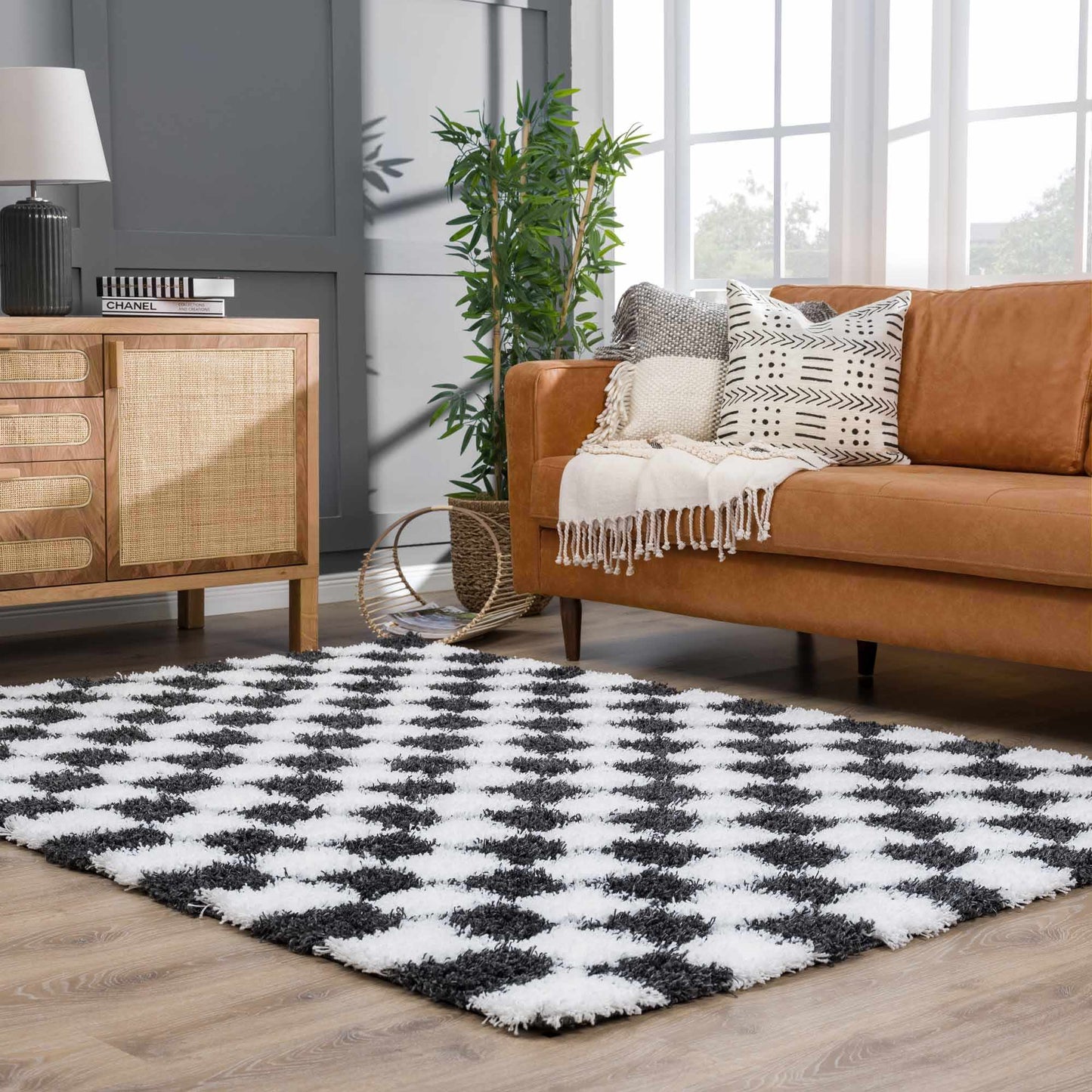 Atira Checkered Monochrome Area Rug