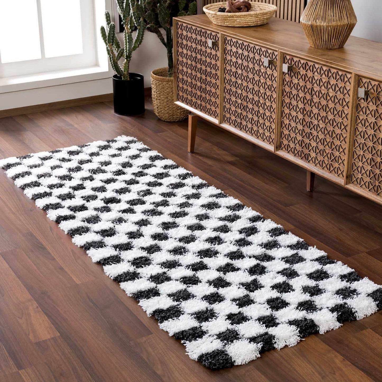 Atira Checkered Monochrome Area Rug