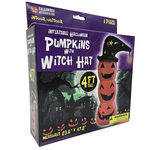 4' Inflatable Halloween Pumpkins with Witch Hat Indoor and Outdoor Decor