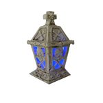 Spooky White Skull and Crossbones Resin LED Lantern Decor