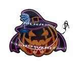 Bat Jack-O'-Lantern Witch with Hat LED Light-Up Hanging Party Decor