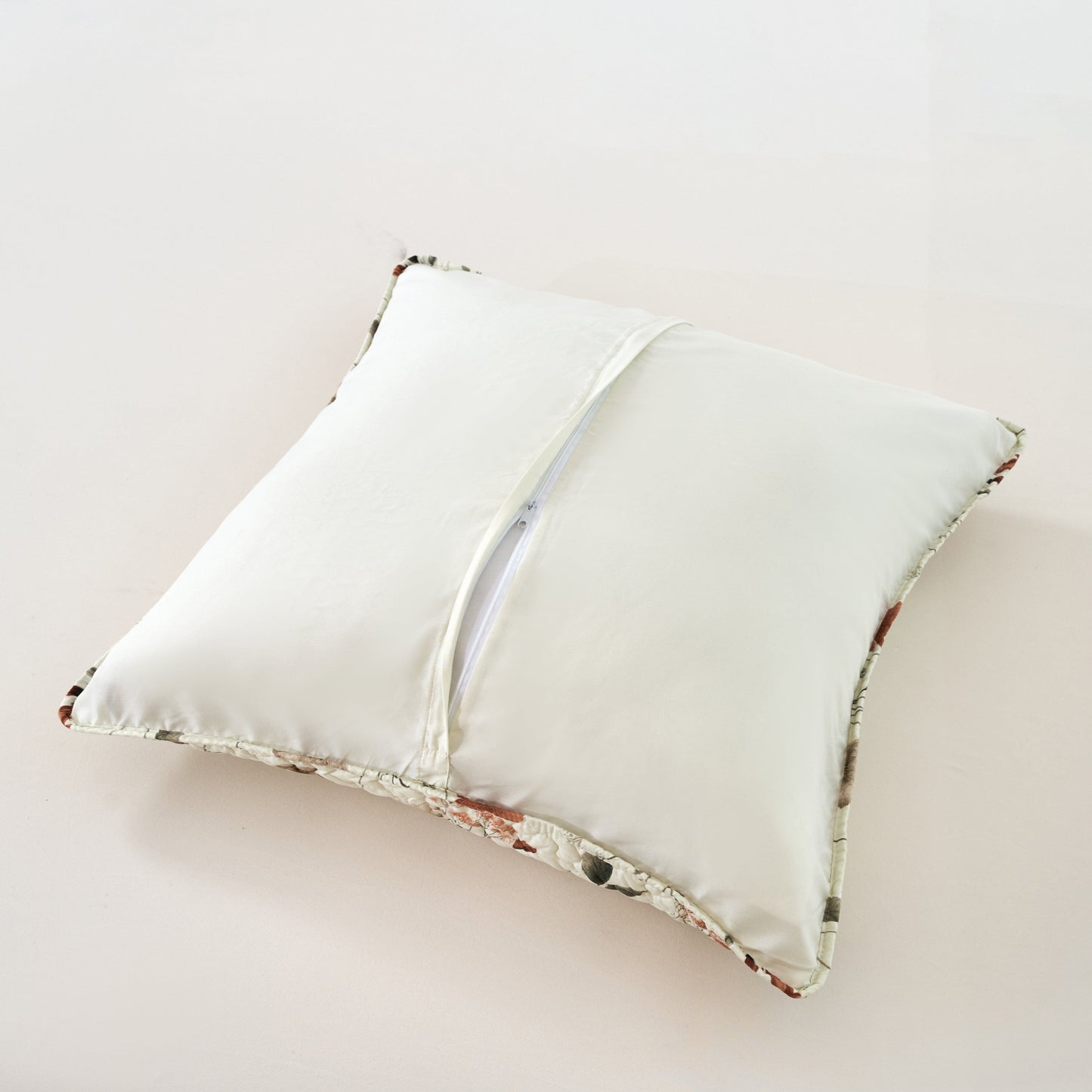 Enchanted Meadow Floral Euro Pillow Cover - Beige Rose Green 26" x 26"