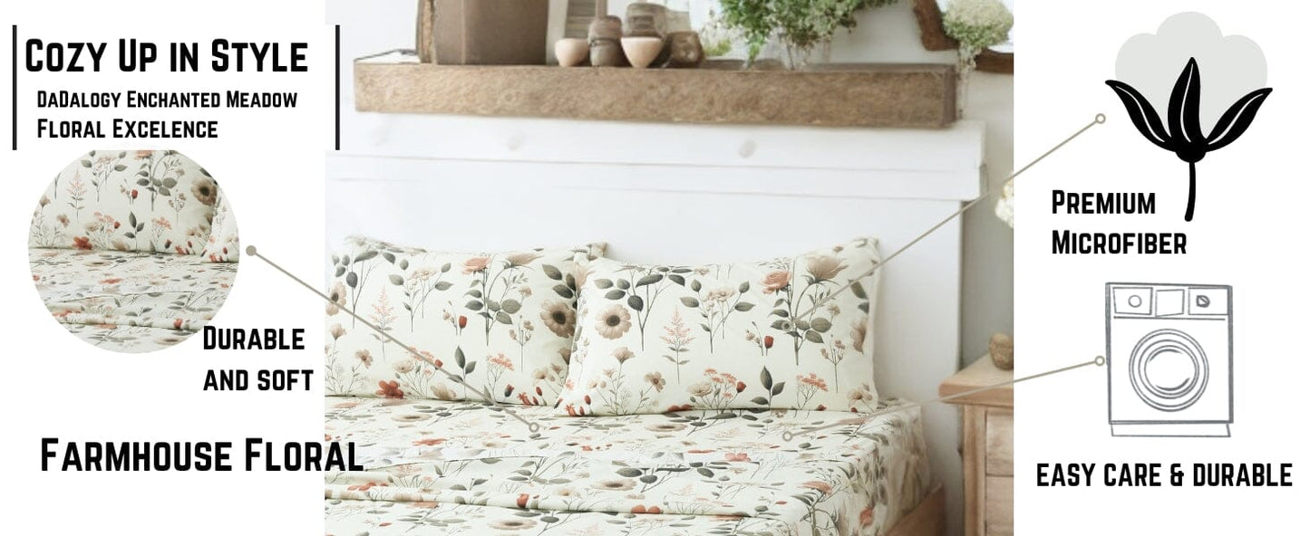 Enchanted Meadow Floral Sheet Set | Bring the Serenity of Nature to Your Bedroom