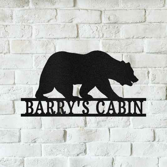 Custom Bear Metal Sign - Personalized Wildlife Strength Wall Art Gift
