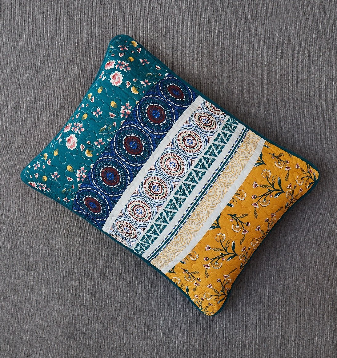 Bohemian Patchwork Bed of Wild Flowers Floral Gardenia Green Bedspread Set
