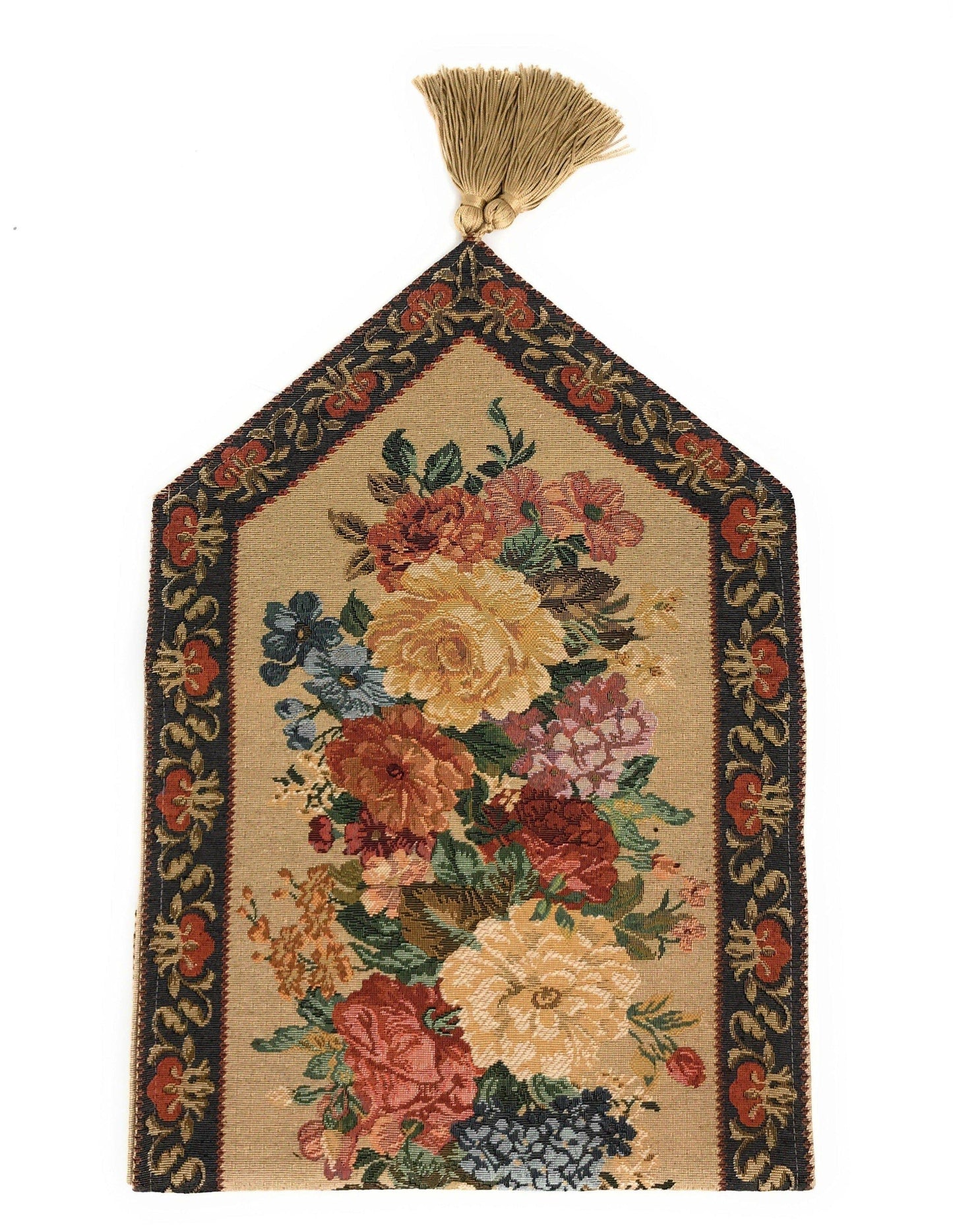 Breath of Spring Floral Beige Woven Dining Tapestry Table Runners Set of 3