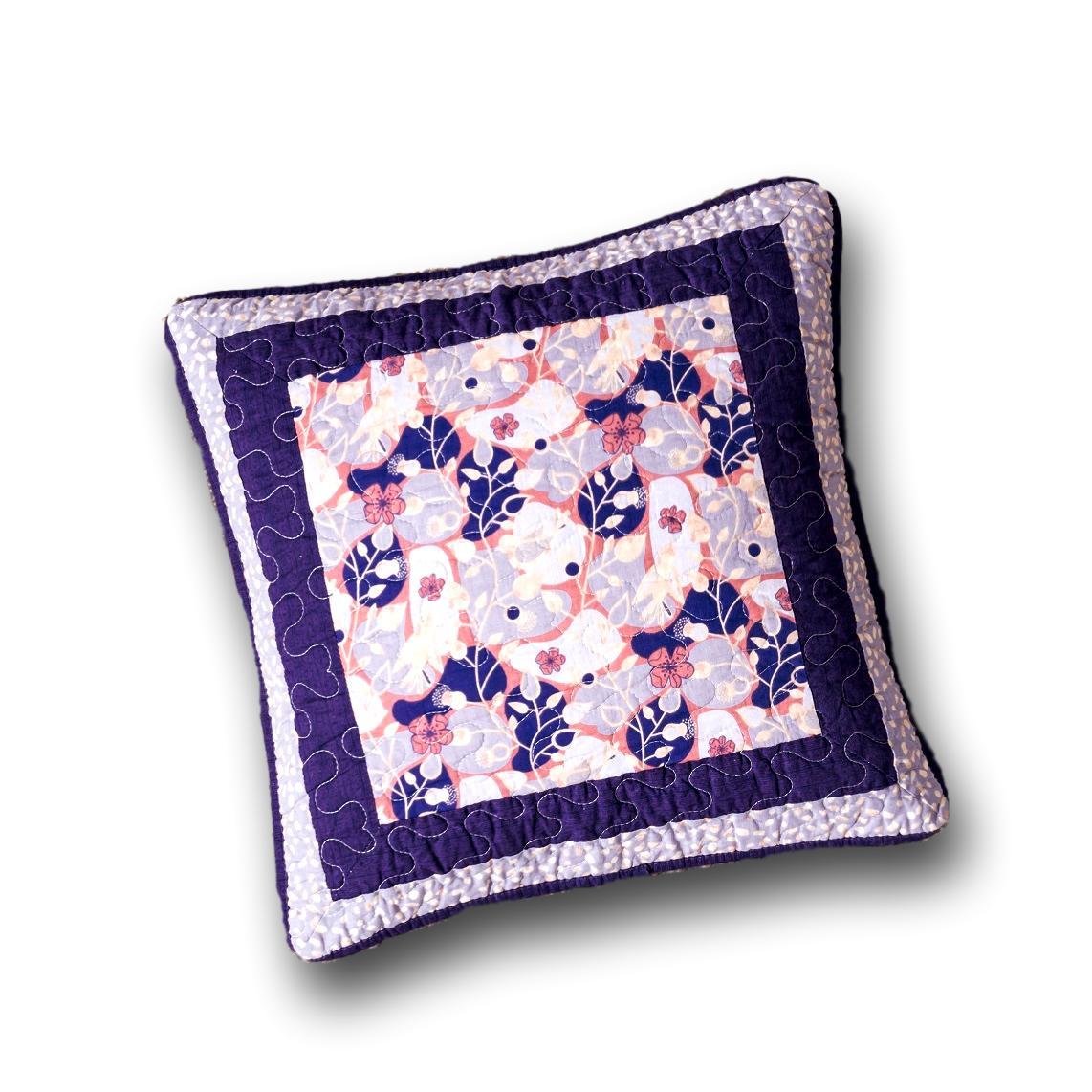 Peachy Blossoms Purple Floral Patchwork Pillow Covers Set of 2
