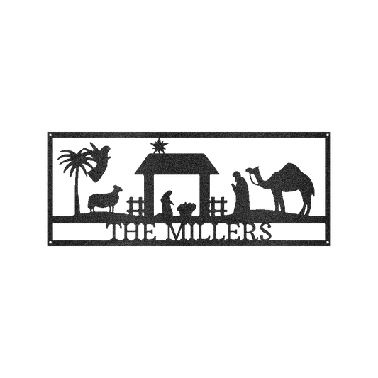 Personalized Nativity Scene Metal Wall Art - Custom Christmas Family Decor
