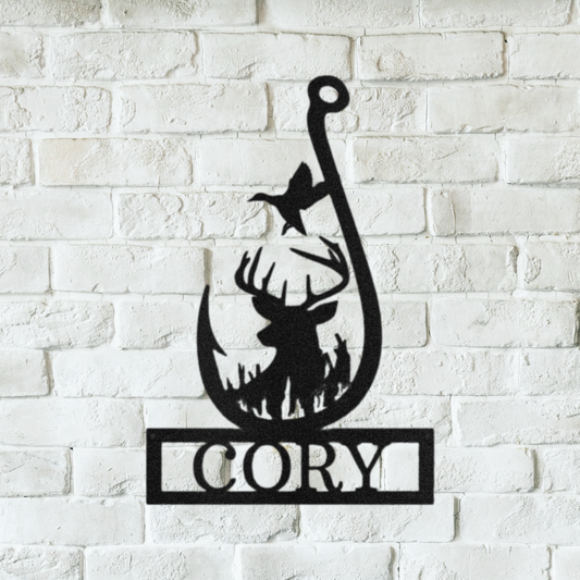 Custom Deer Metal Sign - Personalized Wildlife Hunter Wall Art Gift
