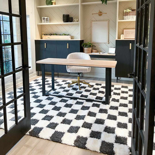 Atira Checkered Monochrome Area Rug
