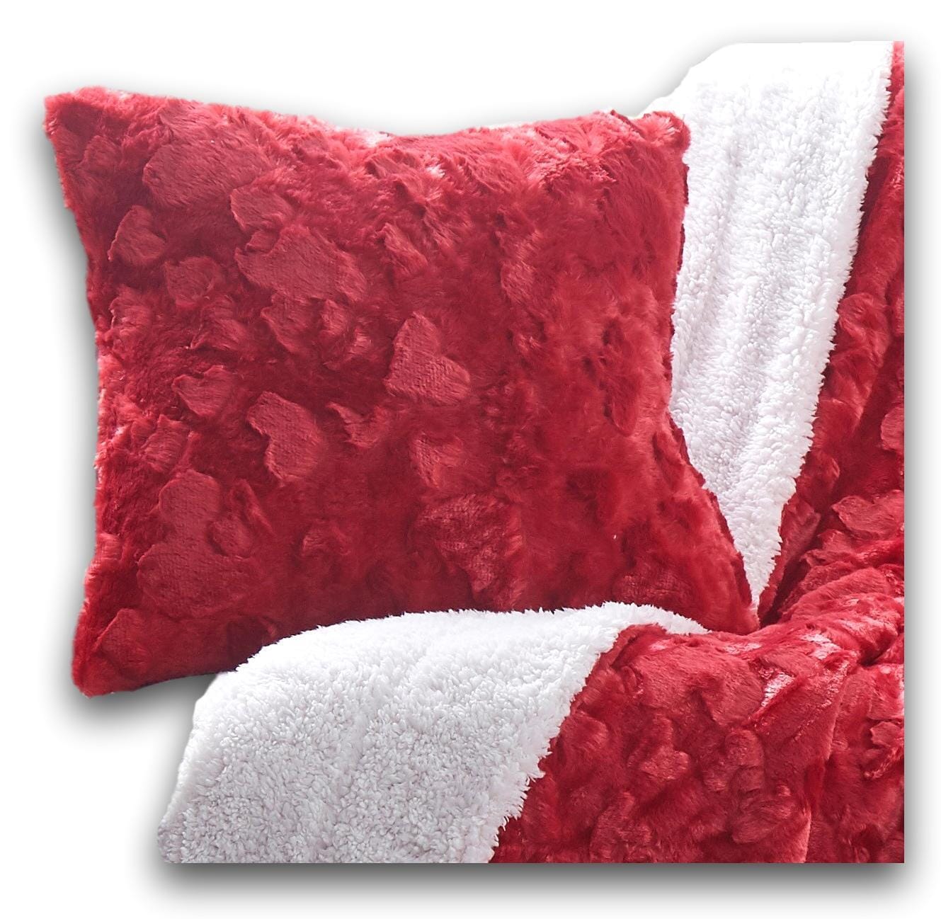 Candy Apple Red Luxury Faux Fur Euro Pillow Cover - Vibrant Red