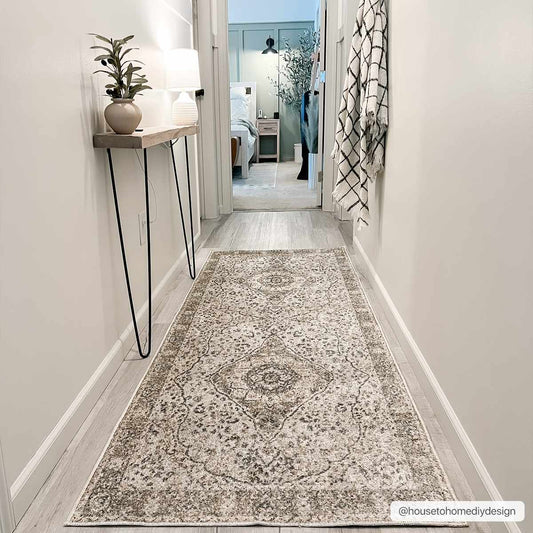 Cara Traditional Washable Area Rug - Blue & Tan Multi-Color