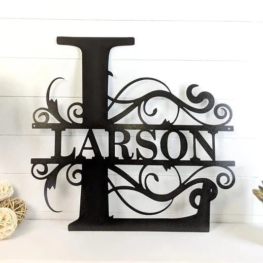 Custom Name Sign Metal Wall Art - Personalized Family Split Letter Monogram Wedding Gift