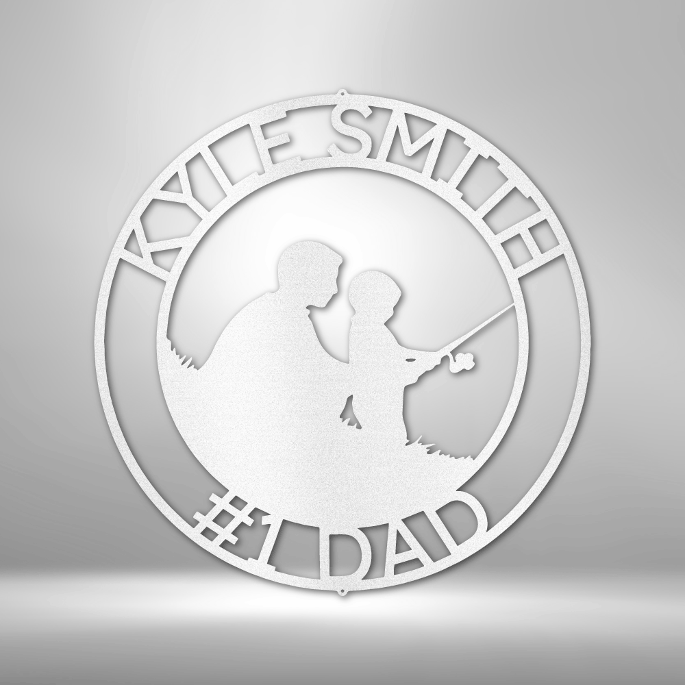 Father and Son Fishing Memorial Metal Sign - Custom Family Bonding Legacy Wall Art