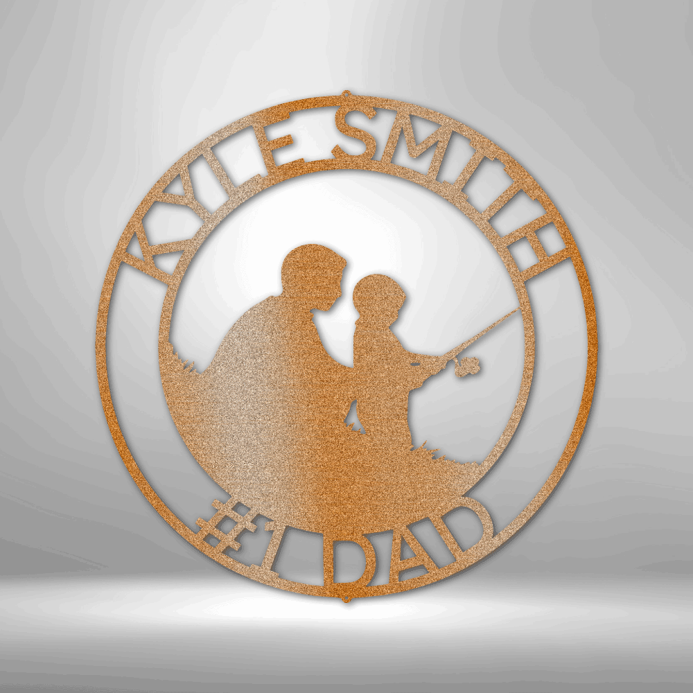 Father and Son Fishing Memorial Metal Sign - Custom Family Bonding Legacy Wall Art