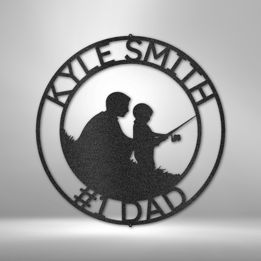 Father and Son Fishing Memorial Metal Sign - Custom Family Bonding Legacy Wall Art