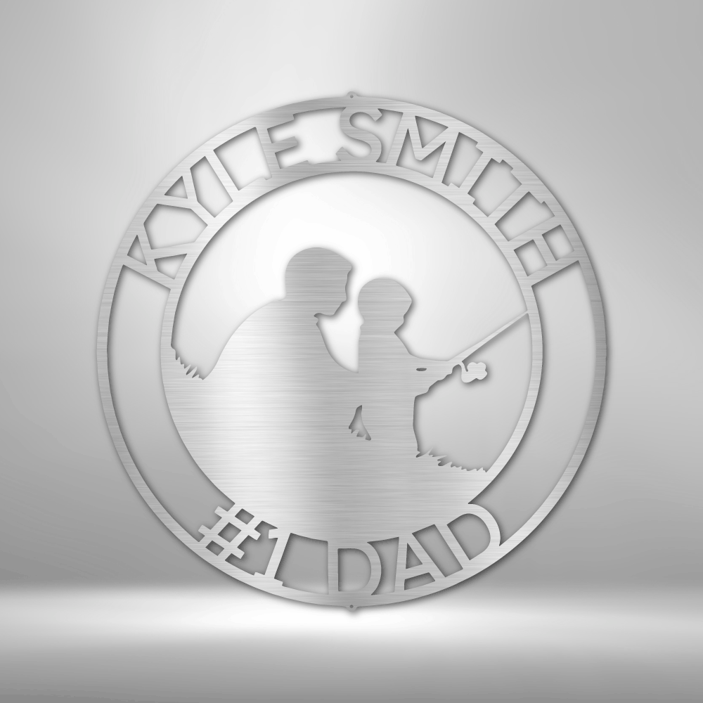 Father and Son Fishing Memorial Metal Sign - Custom Family Bonding Legacy Wall Art
