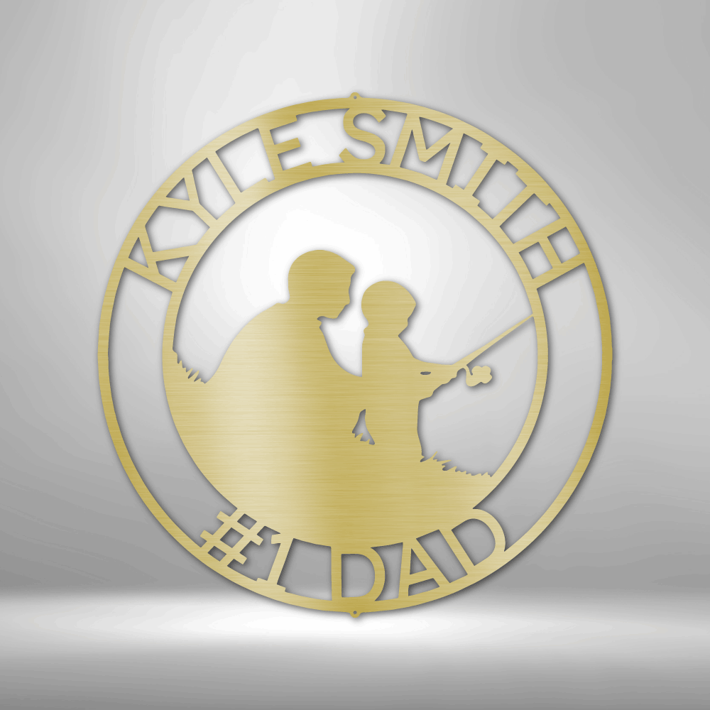Father and Son Fishing Memorial Metal Sign - Custom Family Bonding Legacy Wall Art