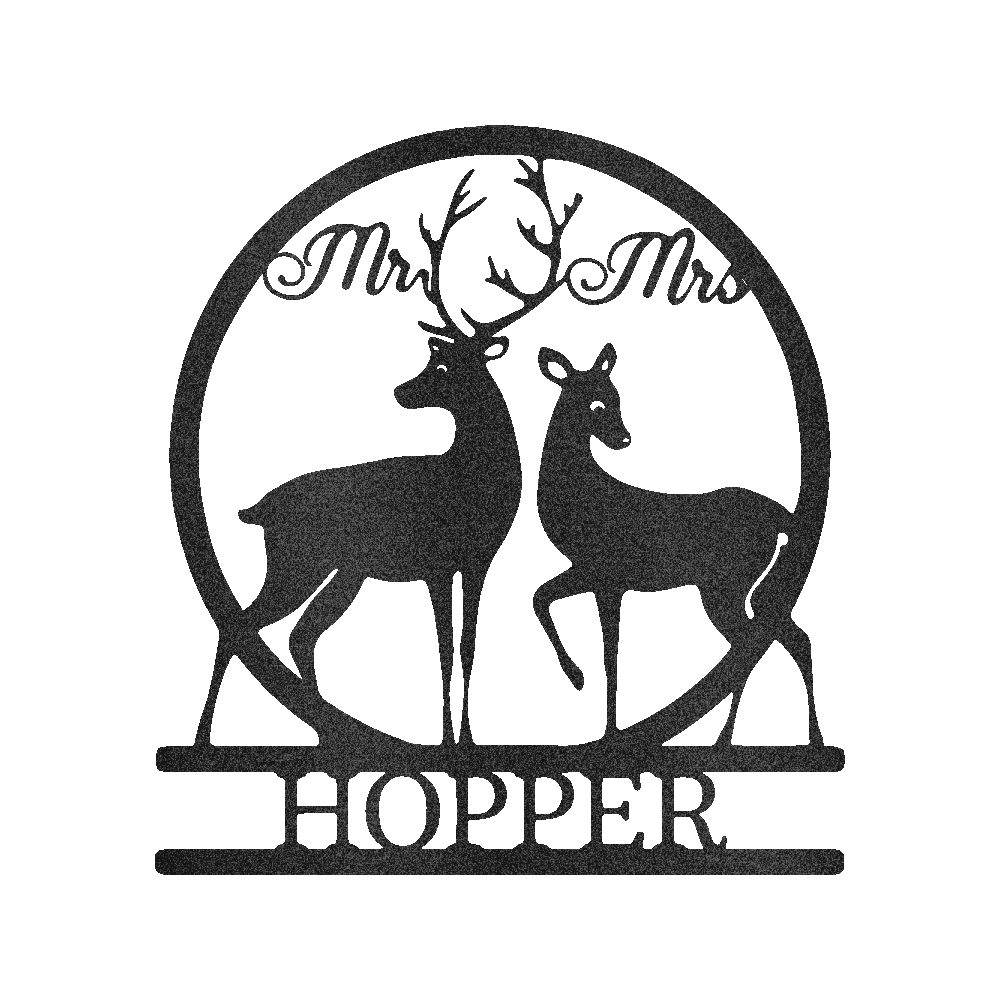 Mr and Mrs Deer Metal Sign - Personalized Wildlife Couple Wall Art