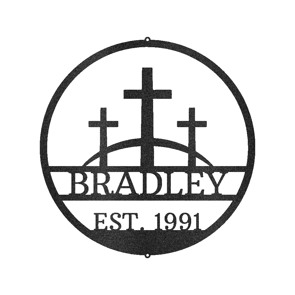Three Crosses Jesus Memorial Metal Sign - Personalized In Loving Memory Wall Art