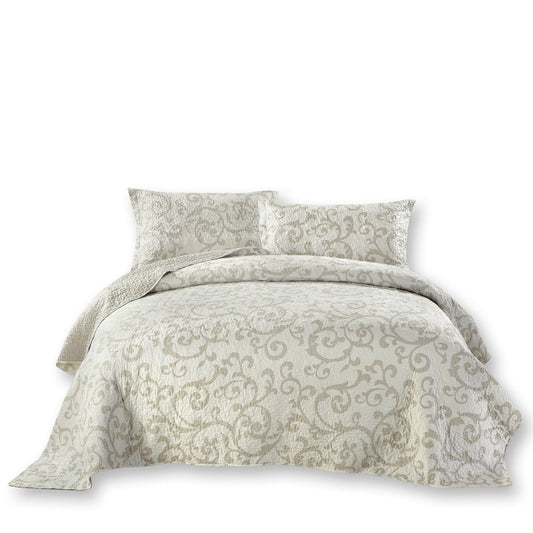 Luxe Couture Floral White Freesia Vineyard Elegant Coverlet Bedspread Set