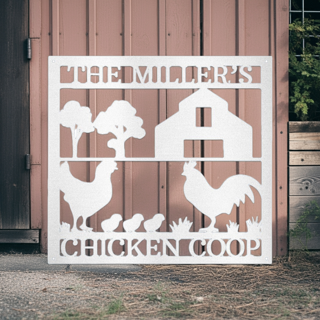 Custom Chicken Coop Metal Sign - Personalized Farm Life Wall Decor