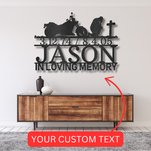 Custom Motorcycle Remembrance Metal Sign - Personalized Biker Memorial Wall Art Gift