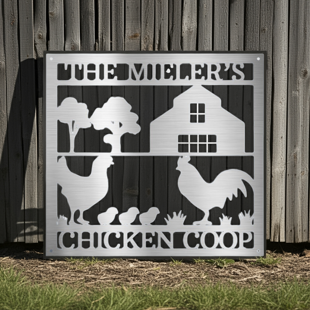 Custom Chicken Coop Metal Sign - Personalized Farm Life Wall Decor
