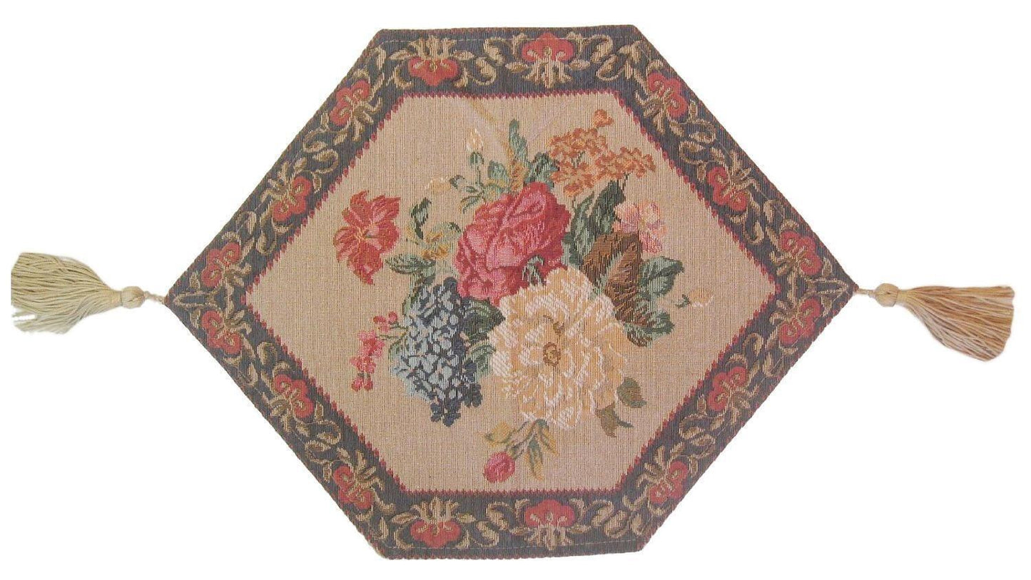 Breath of Spring Floral Beige Woven Dining Tapestry Table Runners Set of 3
